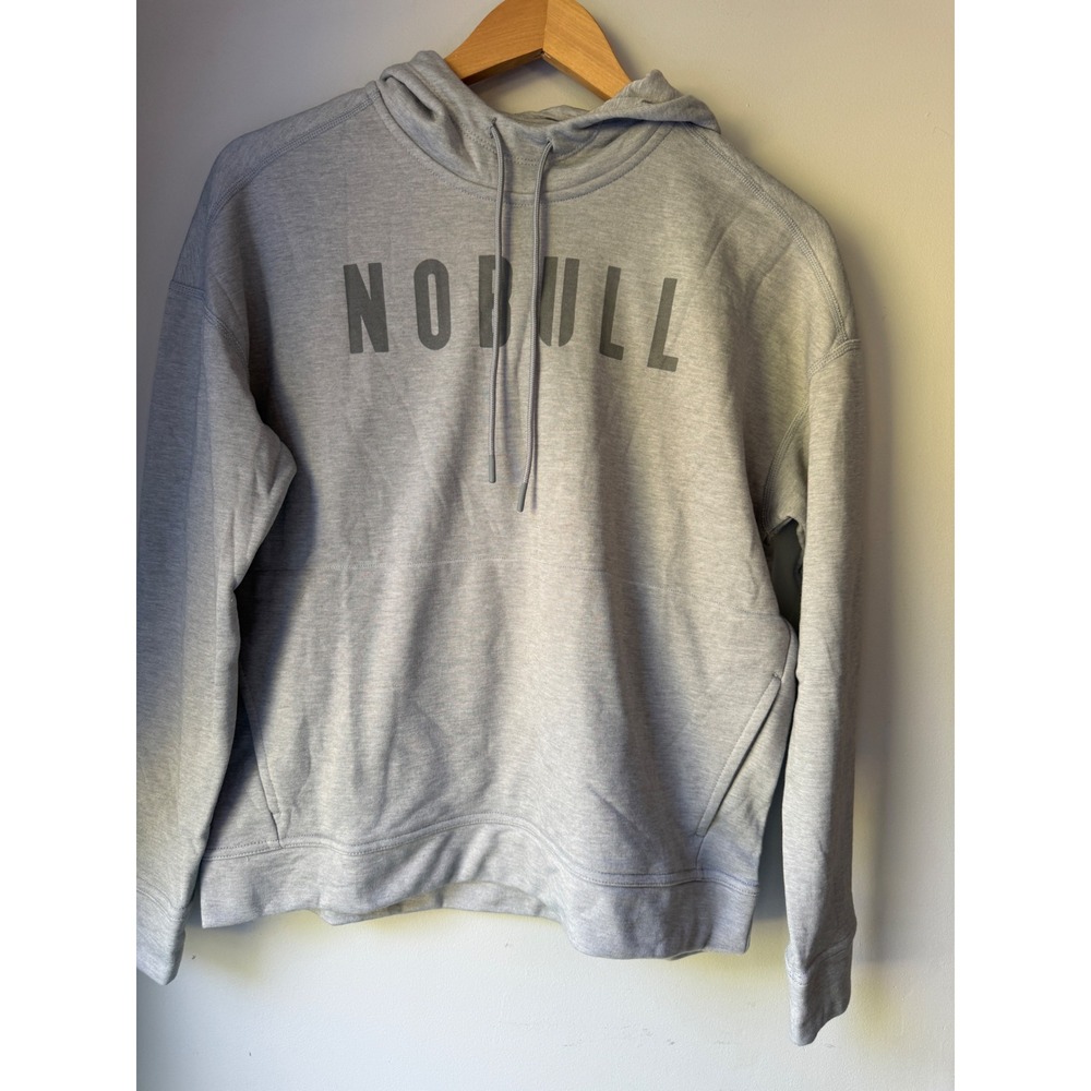 NOBULL Women Gray Logo Pullover Hoodie Sweatshirt Size S Training Activewear